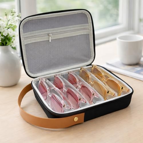 4 Slot Eyeglass Organizer Case - Travel Storage Box