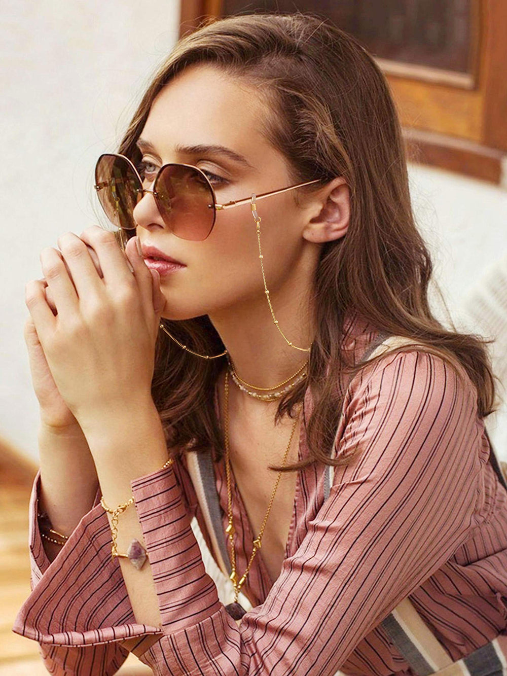Customer styling fashion sunglasses in the city